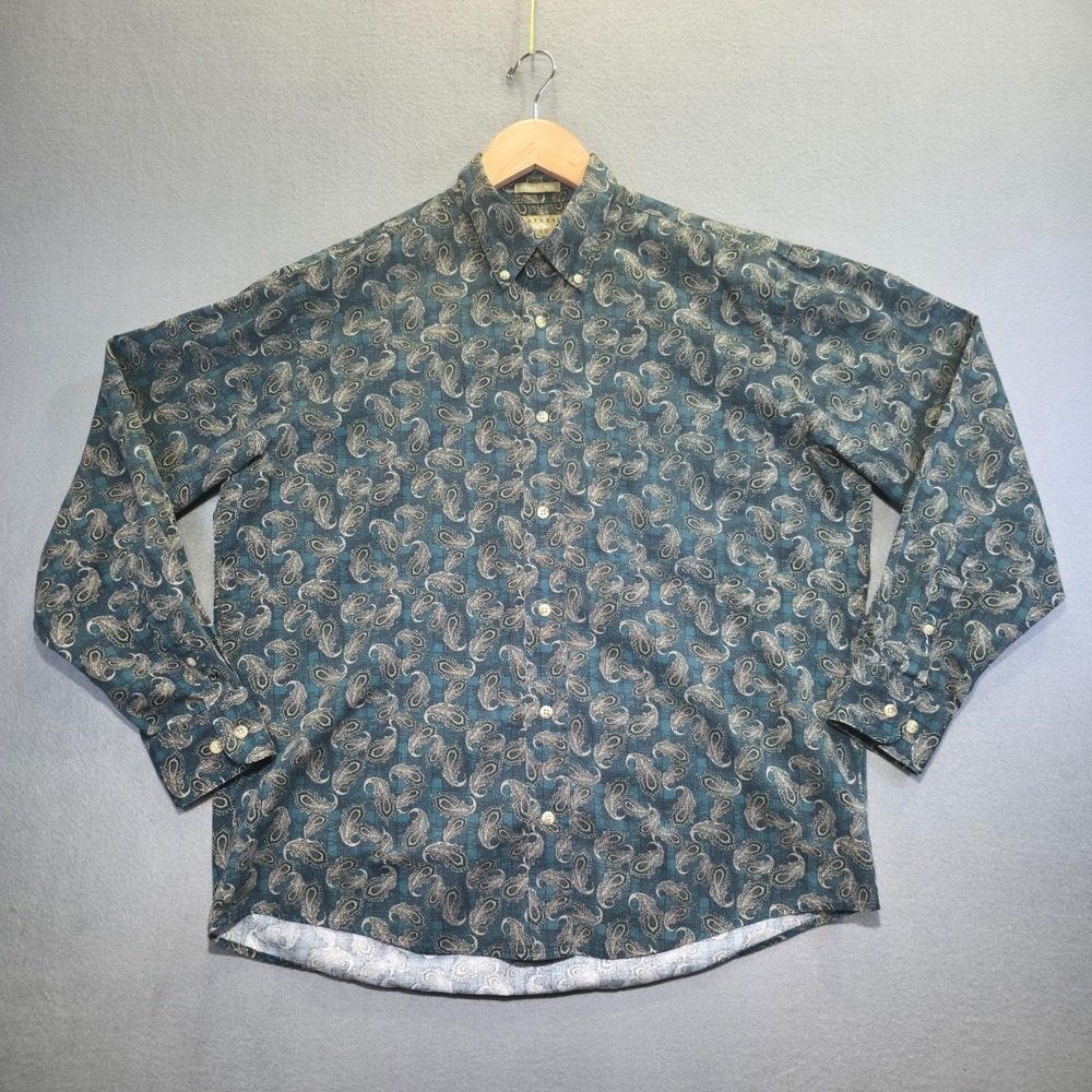Natural Issue Men's Wrinkle Free Paisley Long Sleeve Button Up Shirt Size Medium